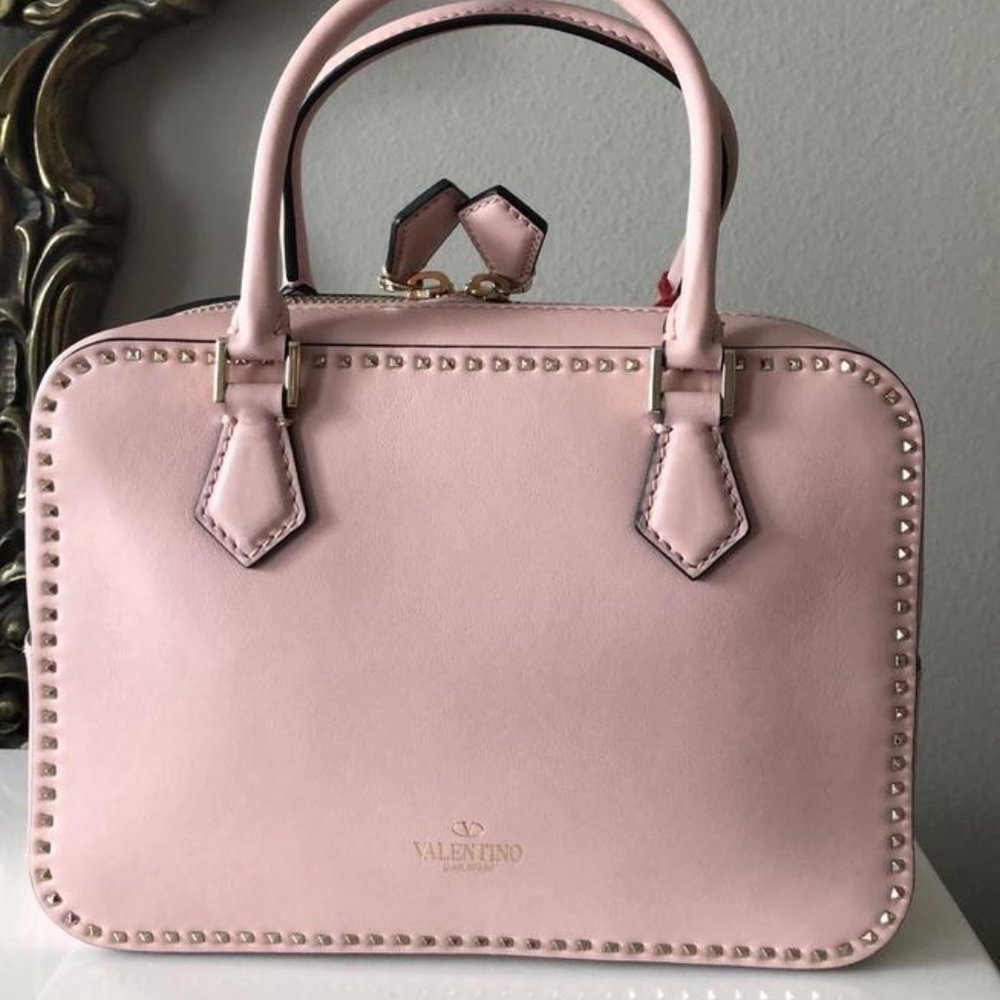 NEW Valentino Stud Stitching Leather Bag - Picture 4 of 8